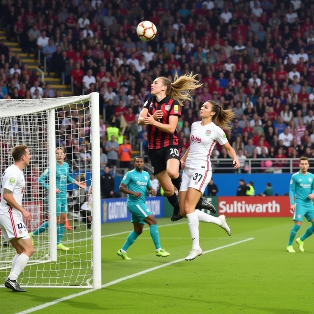 Haaland scoring a header goal from a teammate's assist