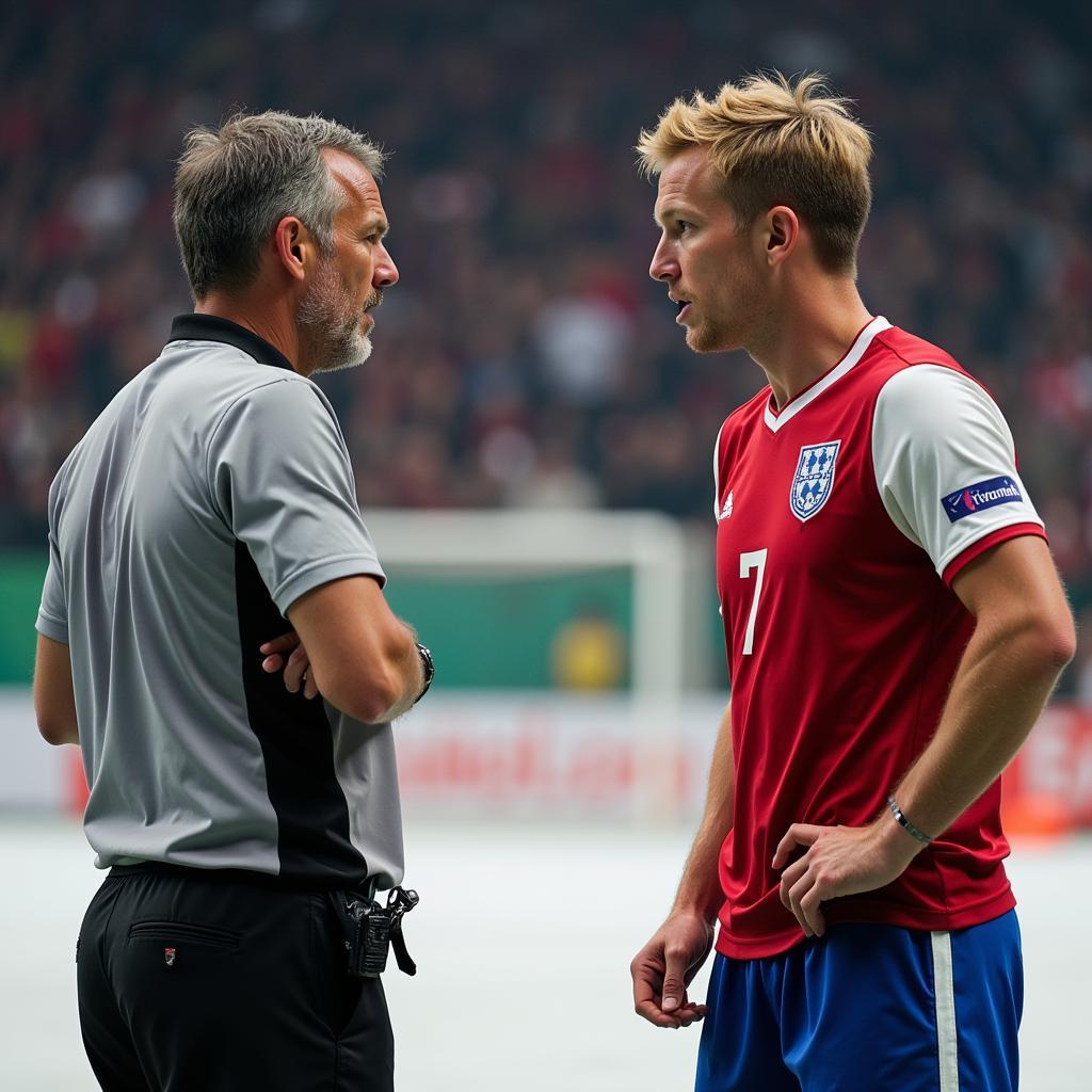 Haaland interacting with the referee