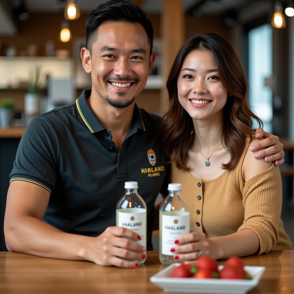 Haaland and Hồ Ngọc Hà in a potential brand endorsement campaign