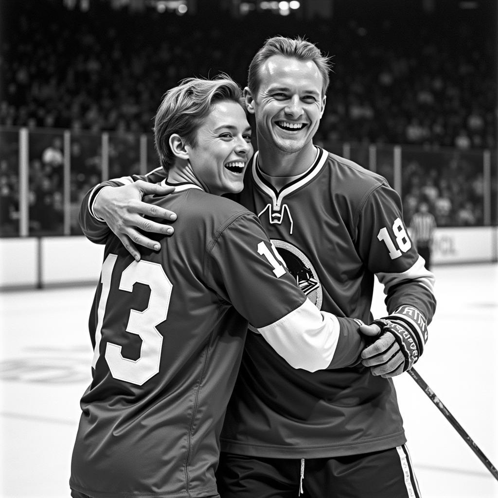 Erling Haaland hugging teammates after scoring early in his career