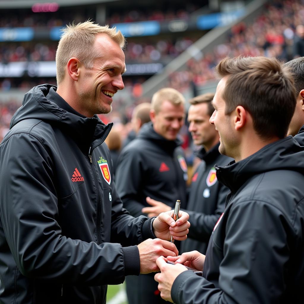 Haaland interacting with fans after a match