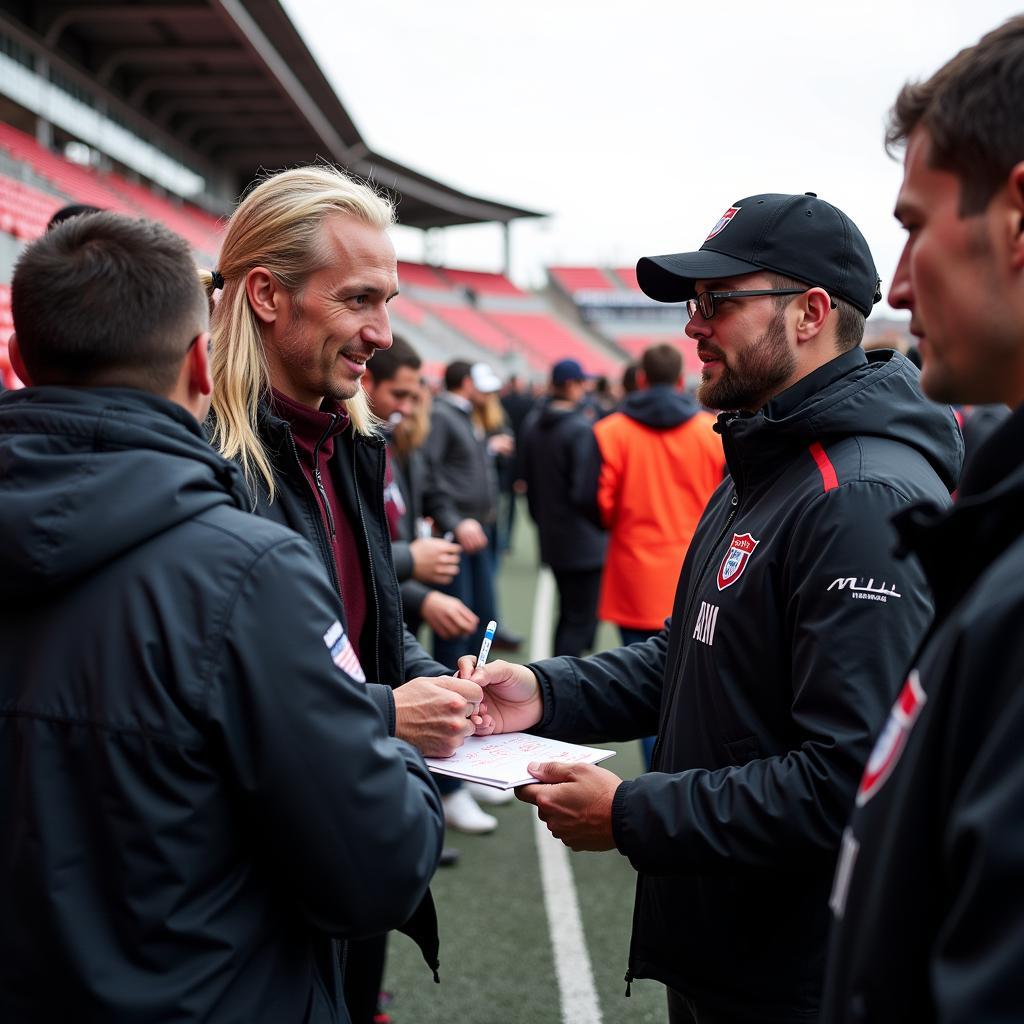 Haaland interacting with fans after a match