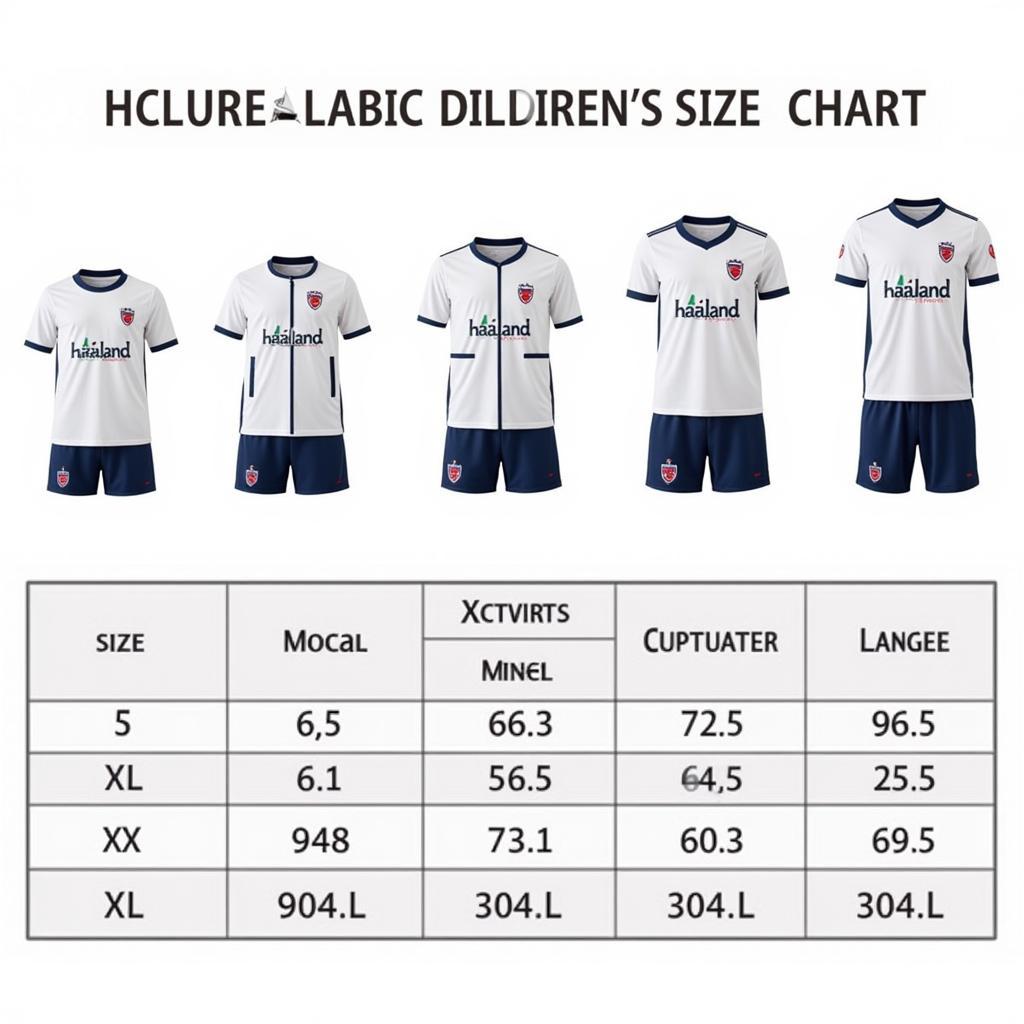 Haaland Jersey Size Chart