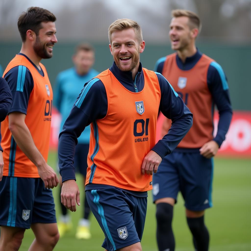 Erling Haaland sharing a laugh with his teammates