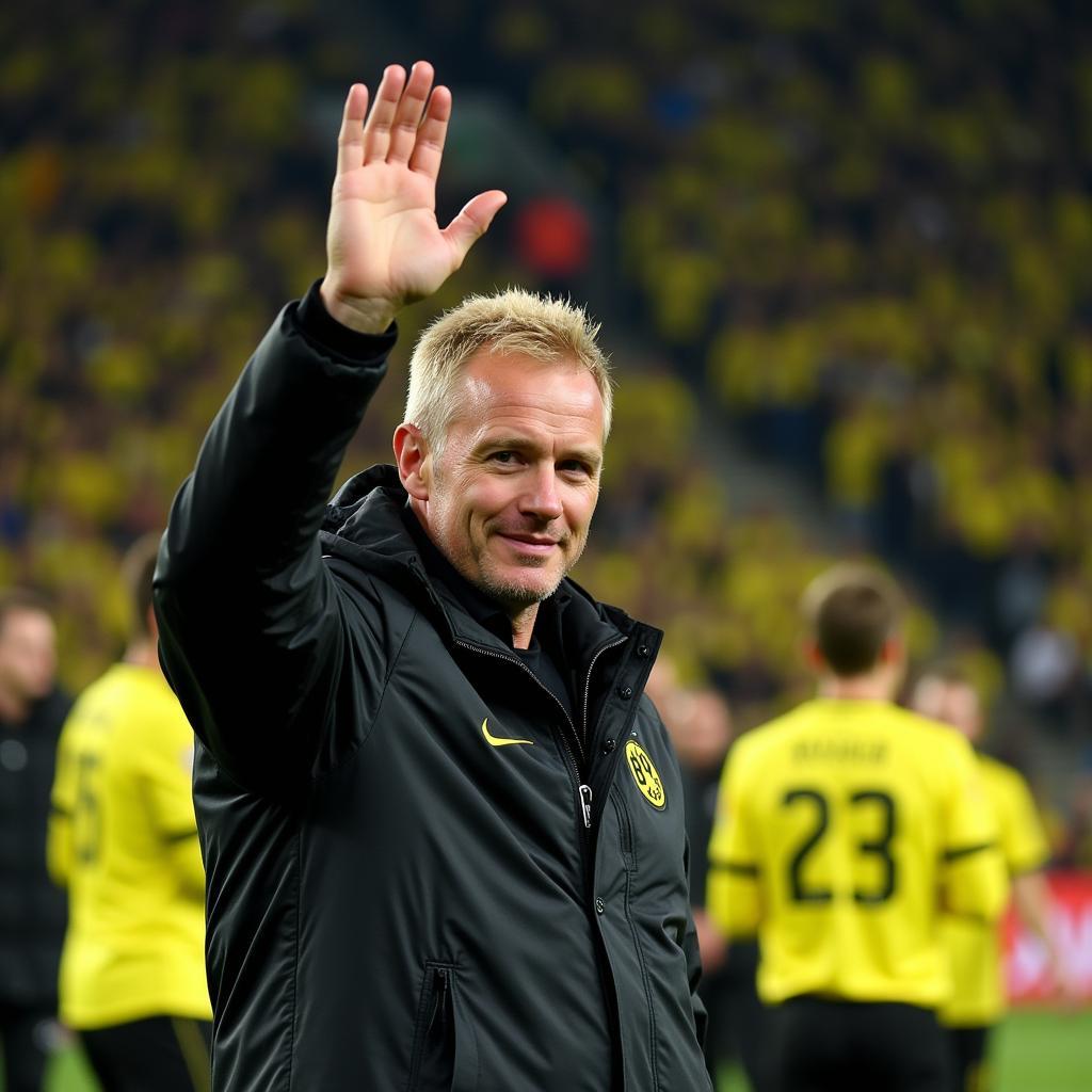 Haaland waving goodbye to Dortmund fans