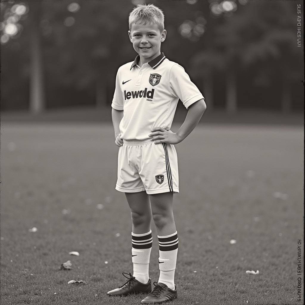 Erling Haaland as a child wearing a Leeds United kit