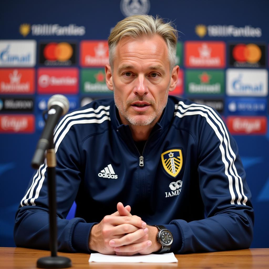 Erling Haaland at a Leeds United press conference