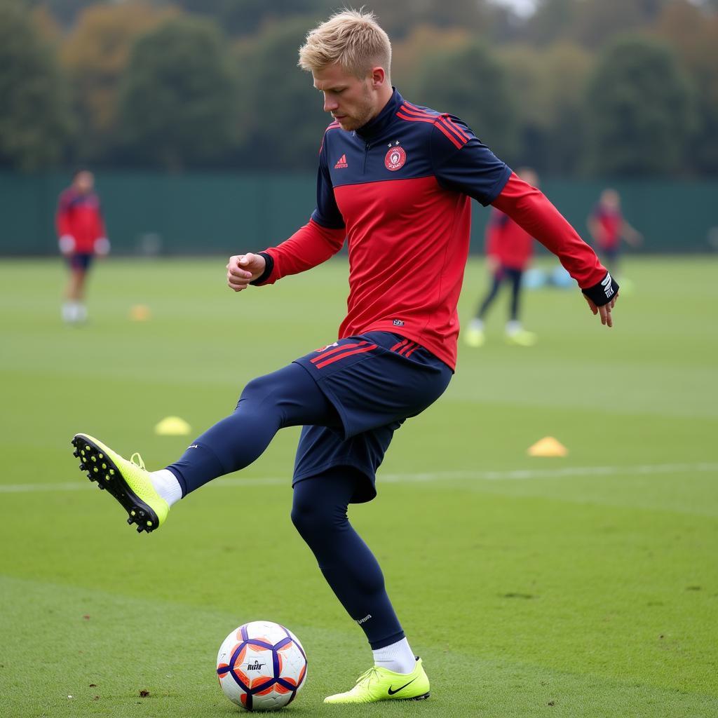 Haaland Practicing Left-Footed Shots