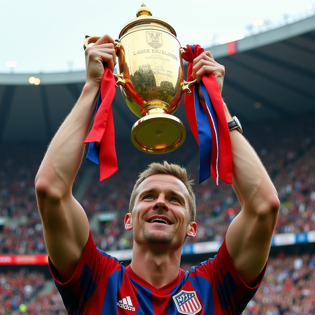 Erling Haaland Lifting a Major Trophy