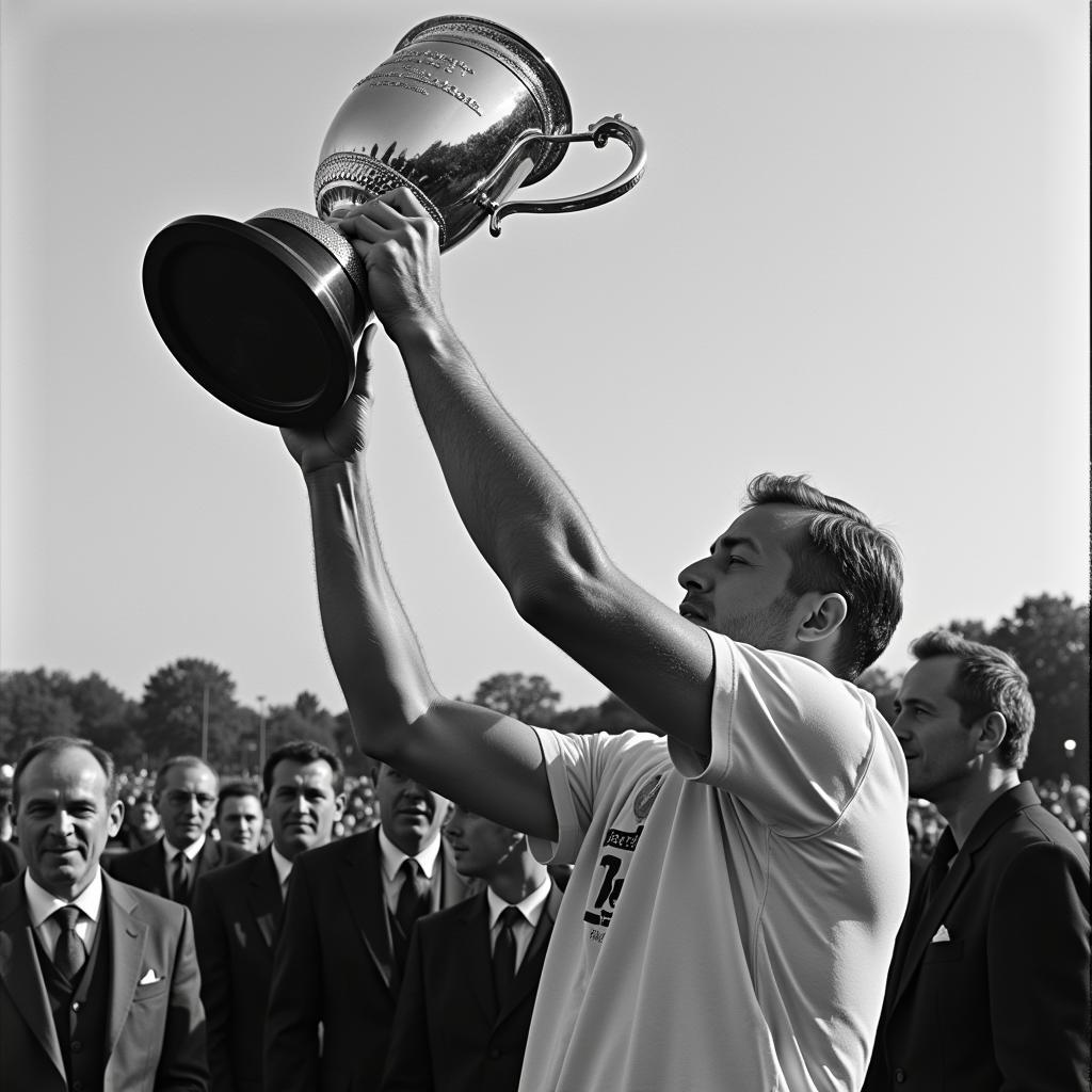 Haaland lifting a trophy