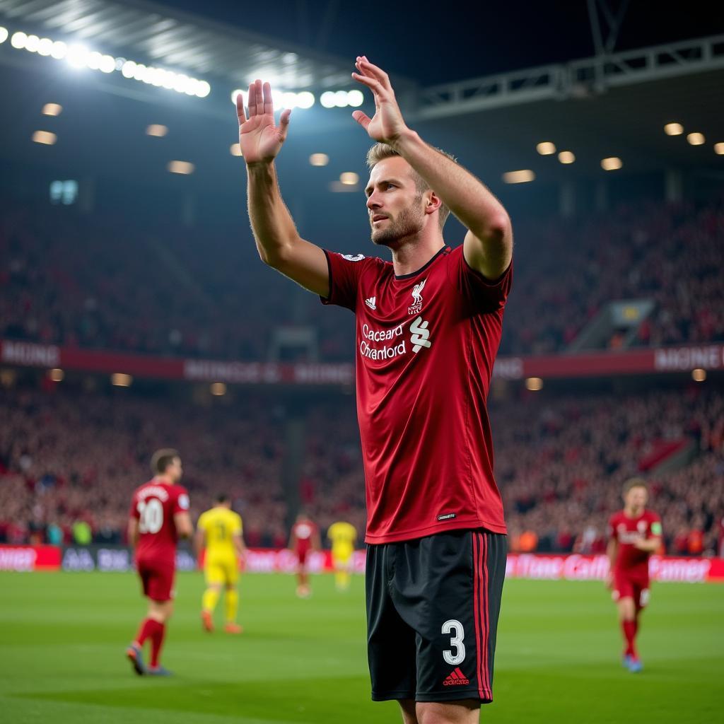 Haaland acknowledging the fans after a match against Liverpool