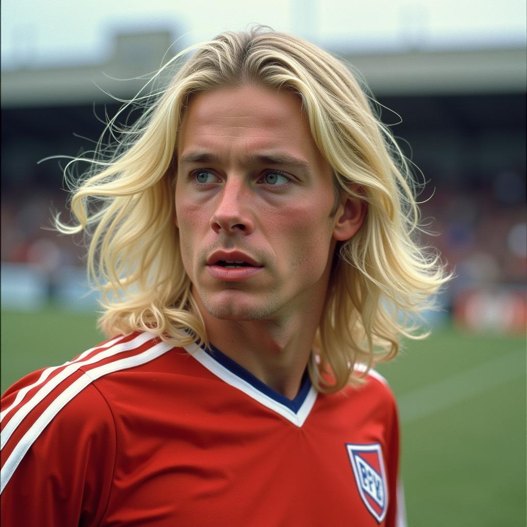 Erling Haaland with long hair during his time at Bryne FK