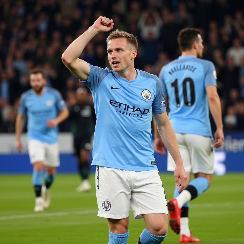 Haaland Celebrating a Goal for Man City in 2023