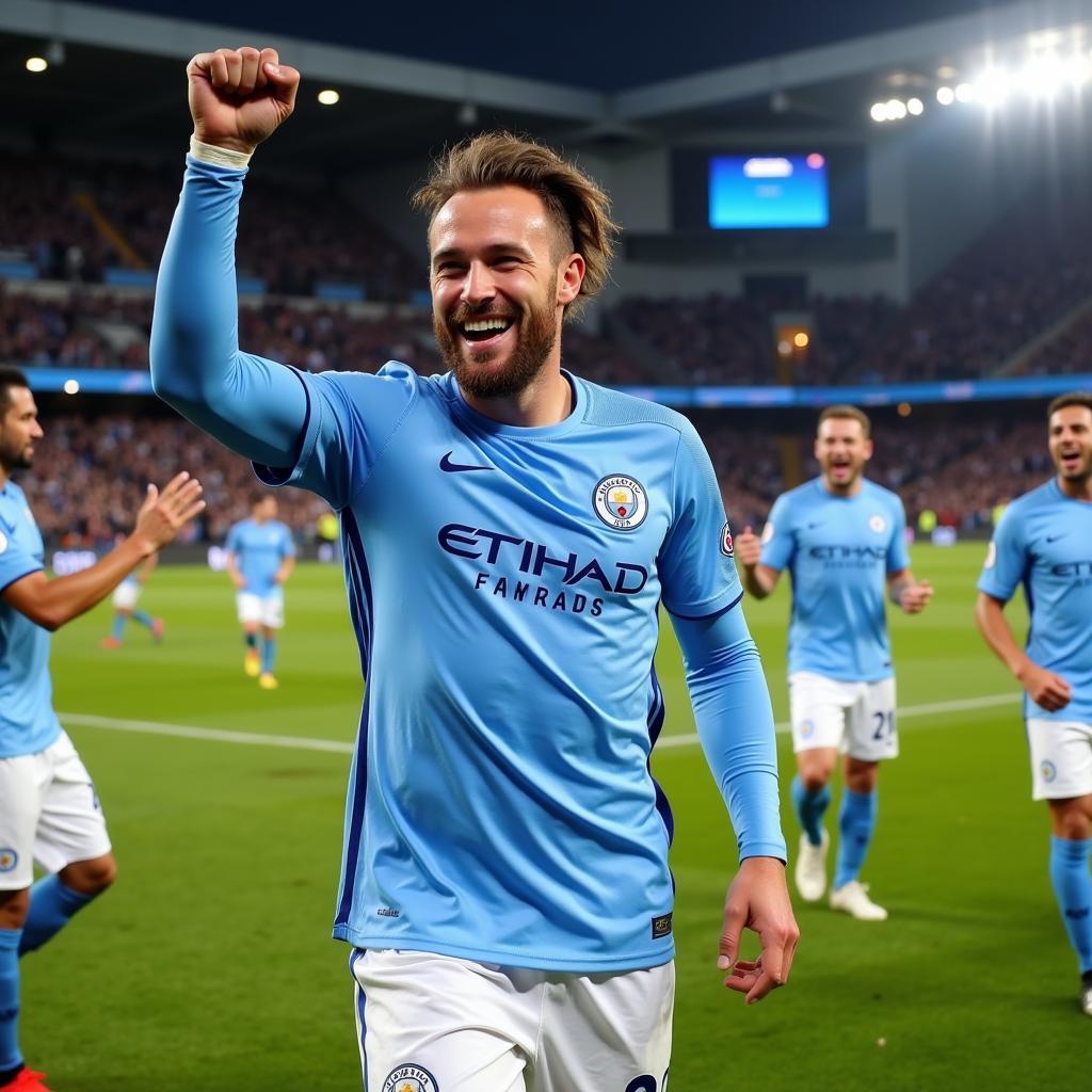 Erling Haaland Celebrating a Goal for Manchester City