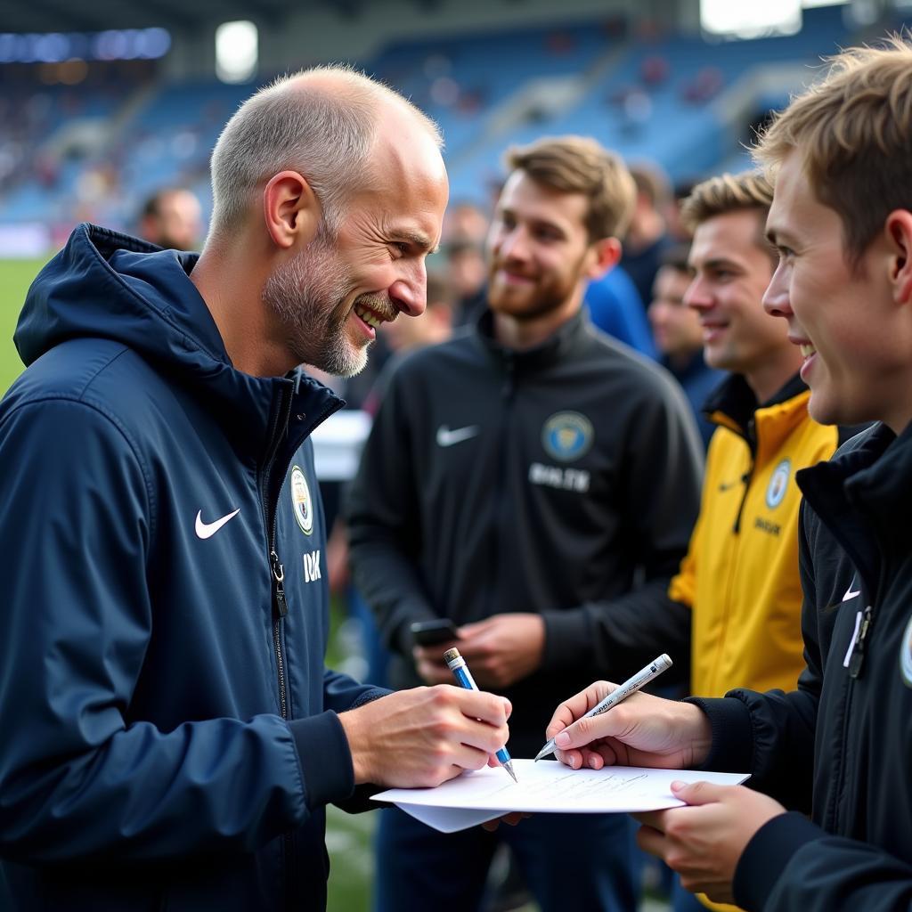 Haaland interacts with Man City fans in the 23/24 season.