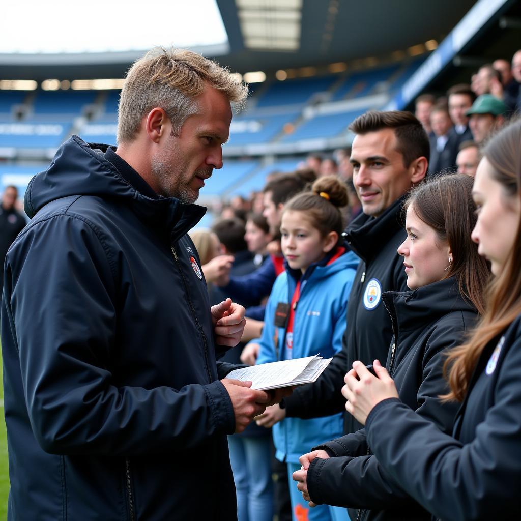 Haaland interacting with Man City fans