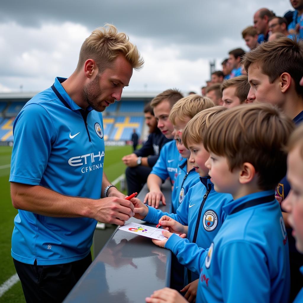 Haaland interacts with Man City fans