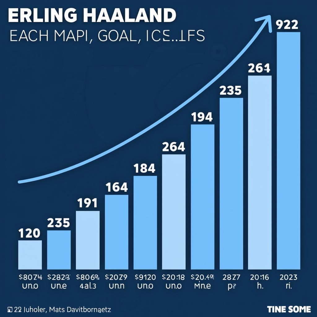 Graph showing Haaland's goals per season at Man City