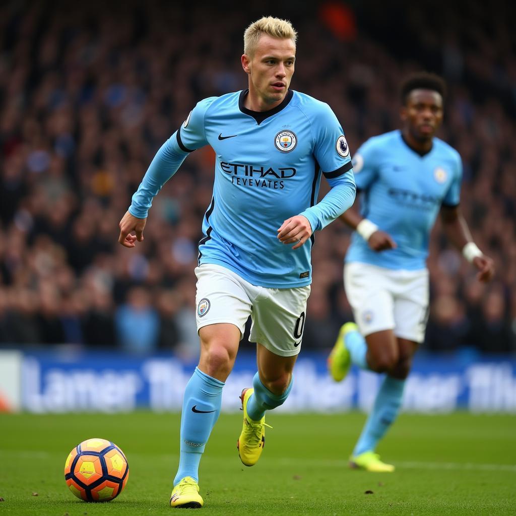 Haaland in action for Manchester City in the Premier League