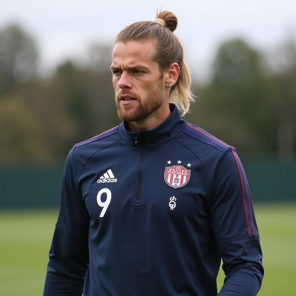 Erling Haaland training in his number 9 City kit