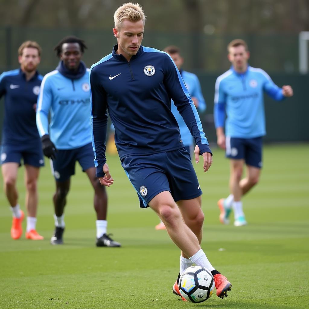 Haaland training with Man City