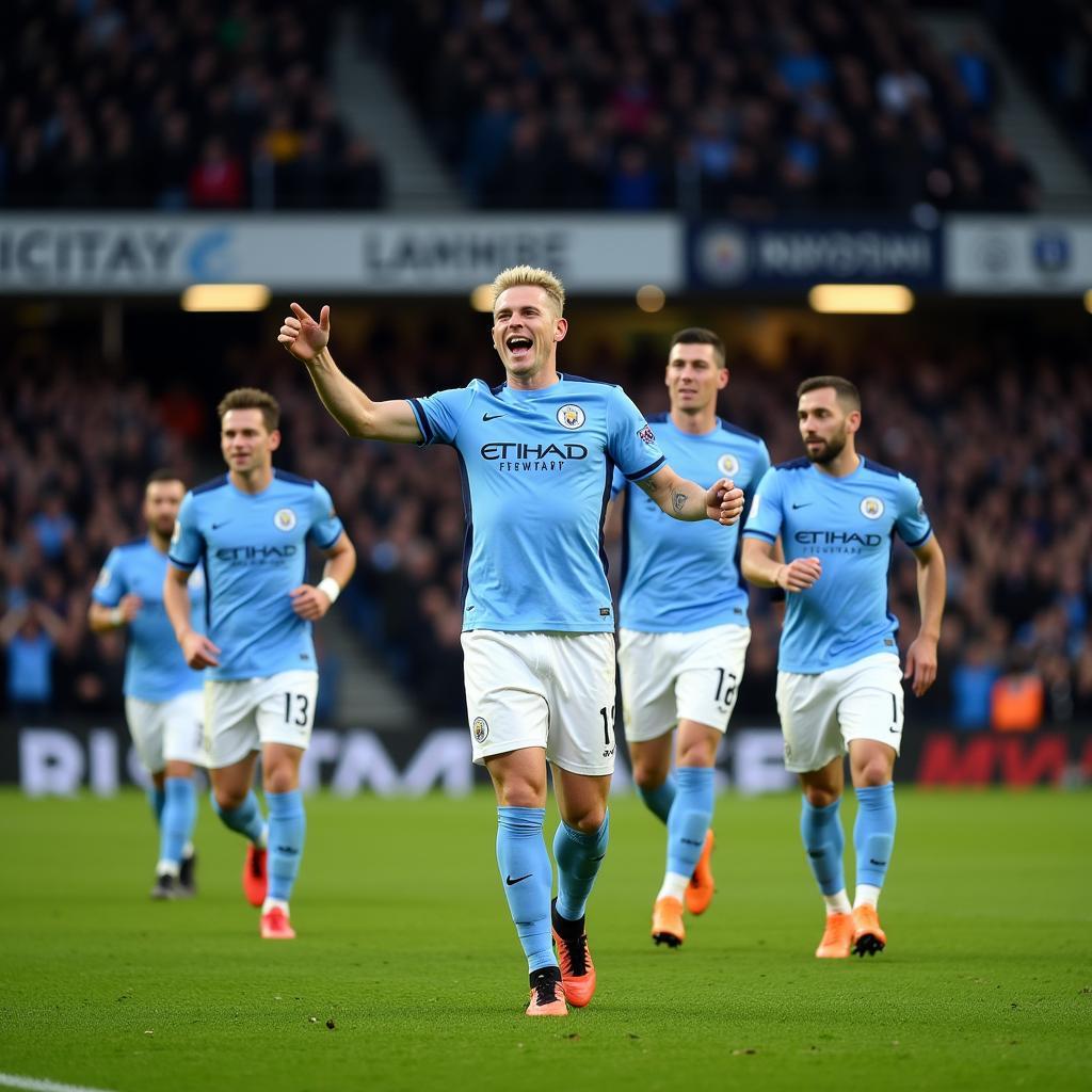 Erling Haaland celebrating a goal for Manchester City