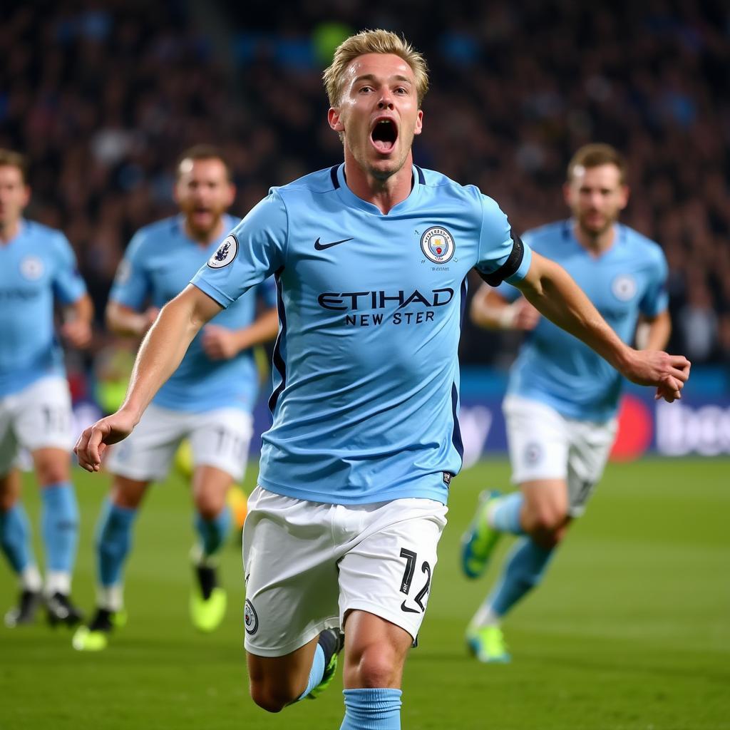 Erling Haaland Celebrating a Goal for Manchester City