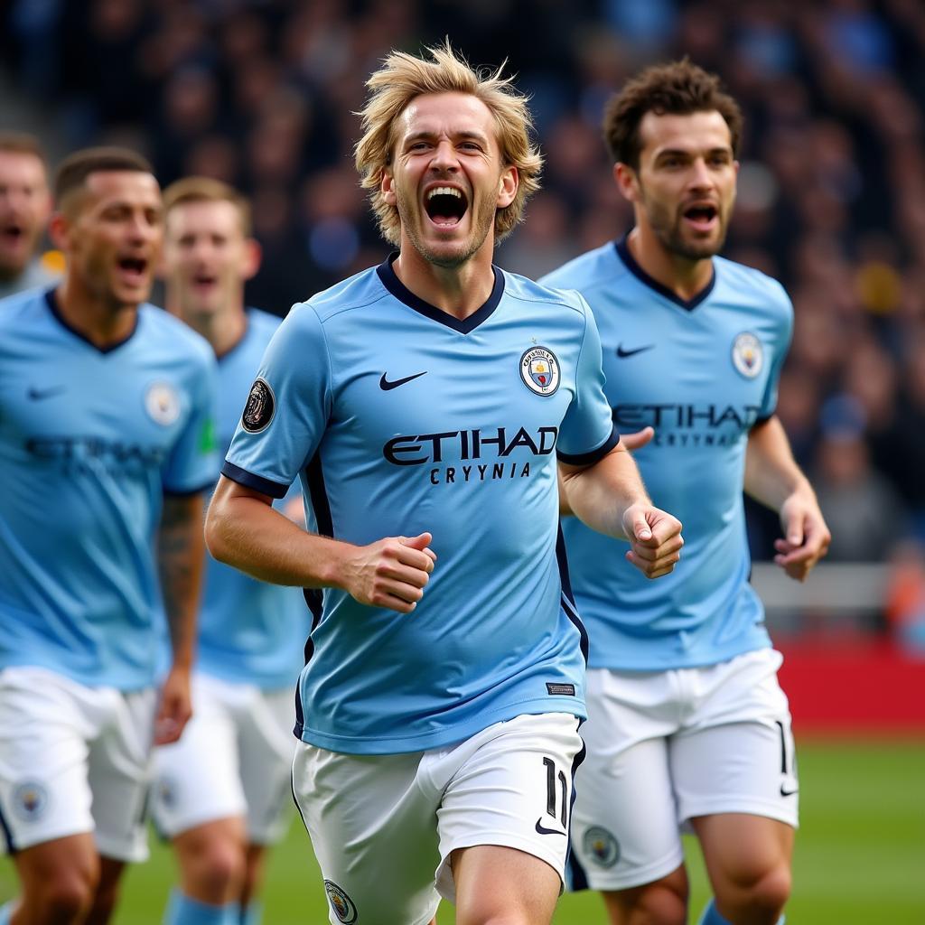 Erling Haaland Celebrating a Goal for Manchester City