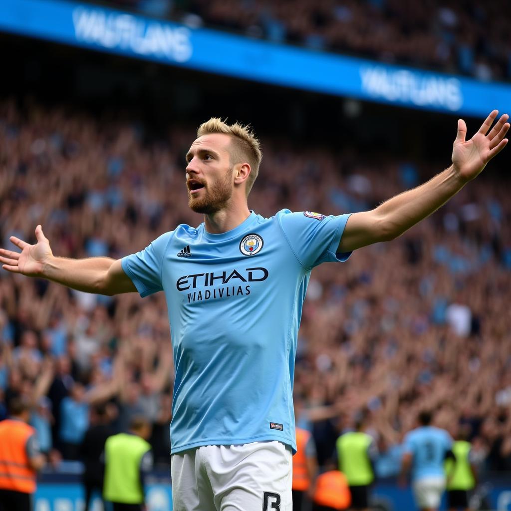 Erling Haaland celebrating a goal for Manchester City