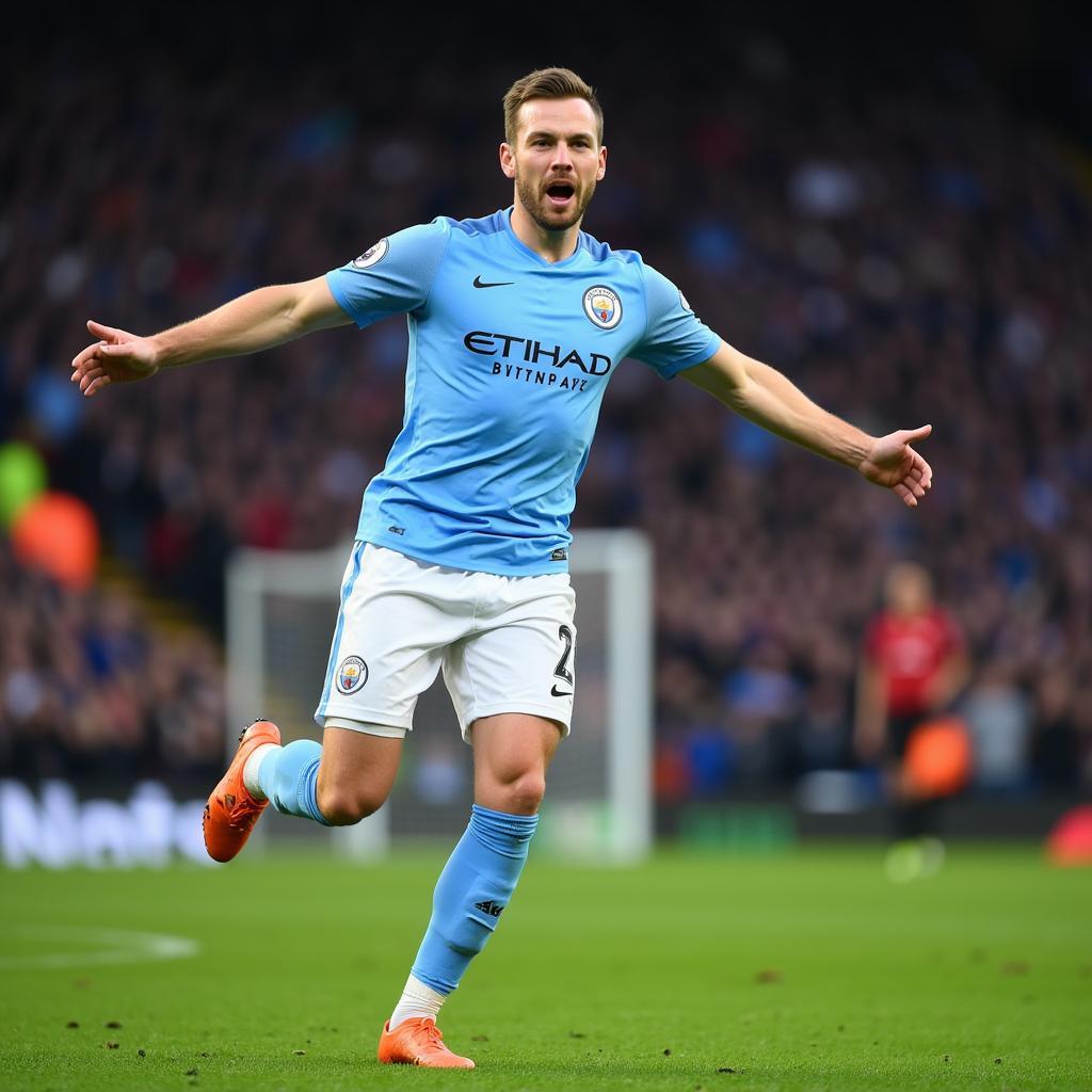 Haaland Celebrates a Goal for Manchester City