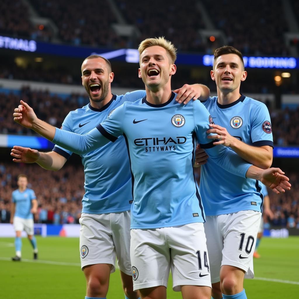 Haaland Celebrating in Manchester City Jersey