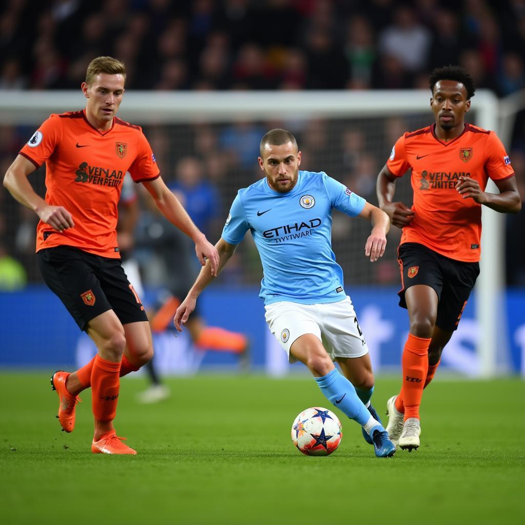 Haaland in action for Manchester City in the Champions League