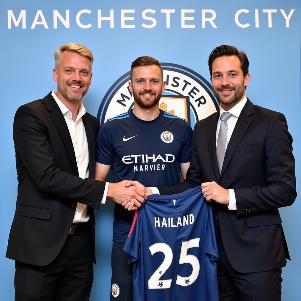 Haaland with Manchester City Representatives