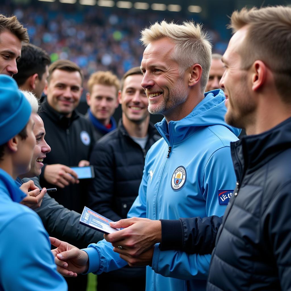 Erling Haaland interacting with Manchester City fans