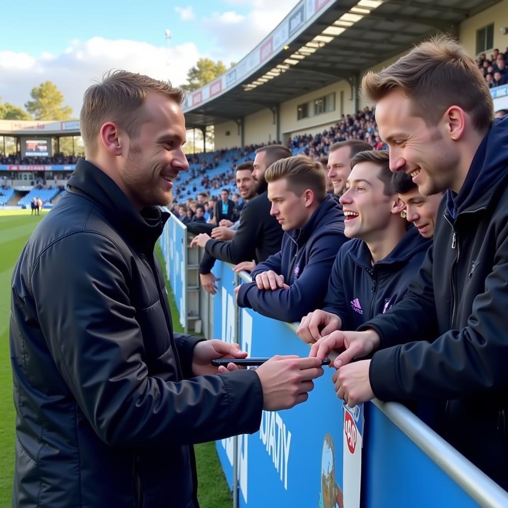 Haaland interacting with Manchester City fans