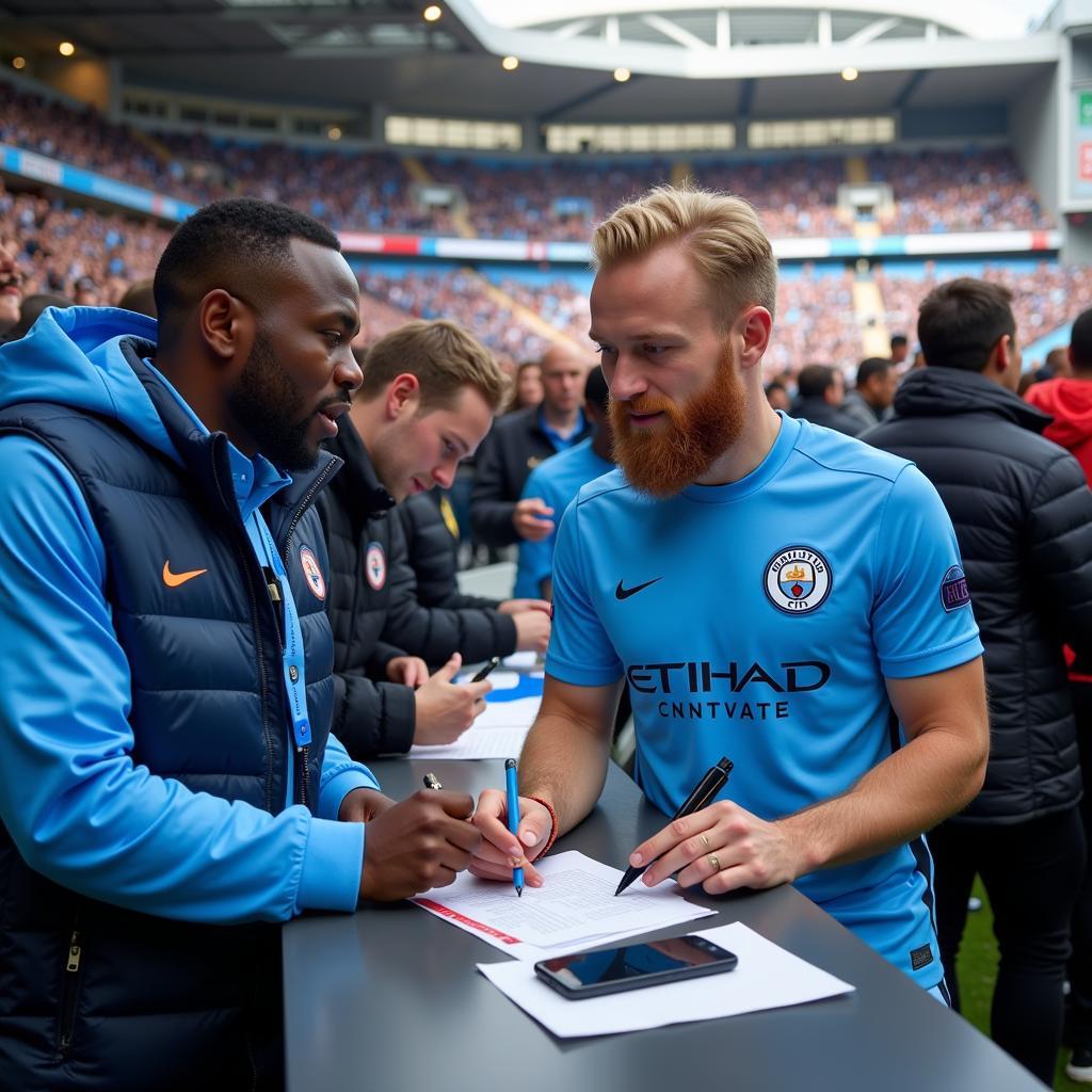 Haaland interacting with Manchester City fans