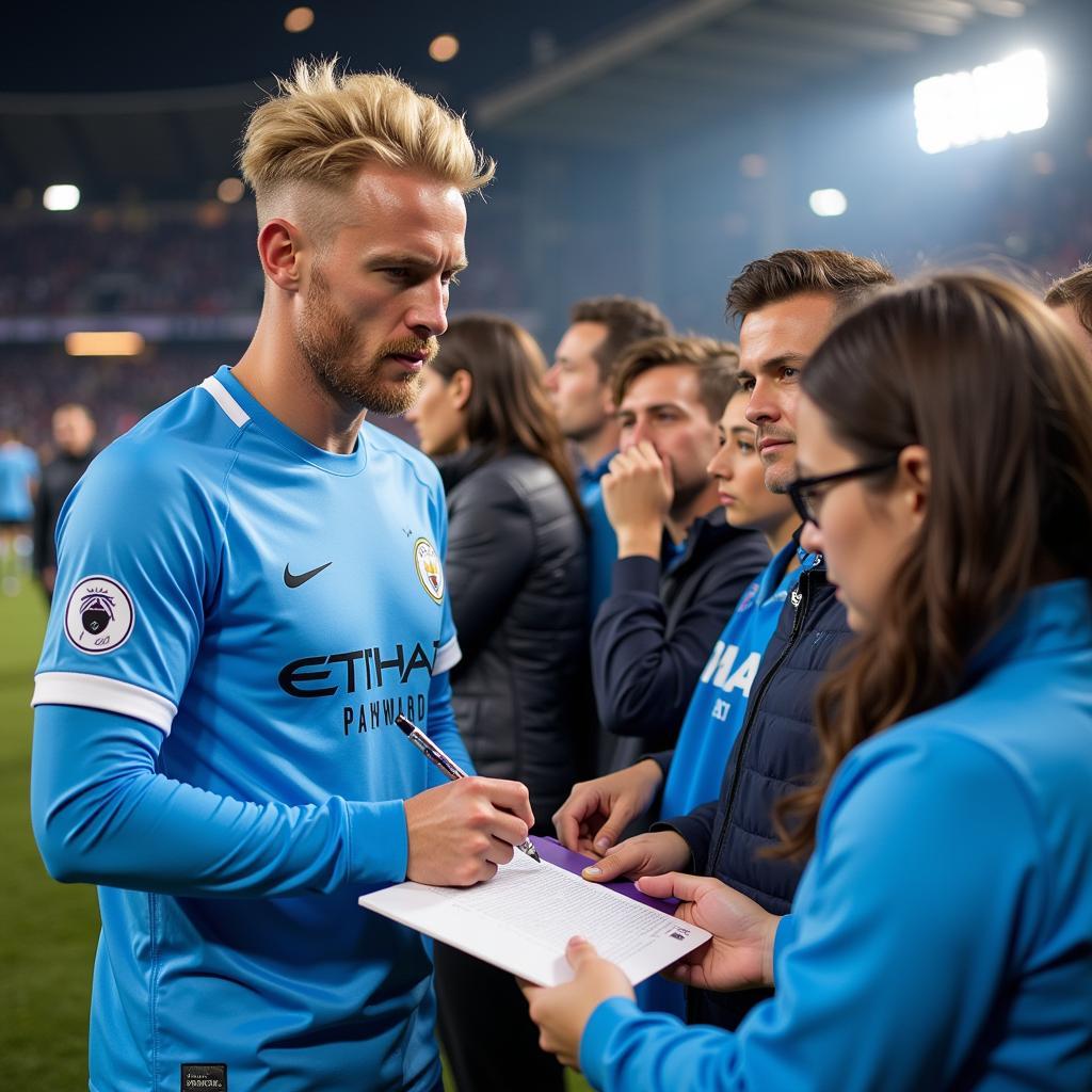 Haaland interacting with Manchester City Fans