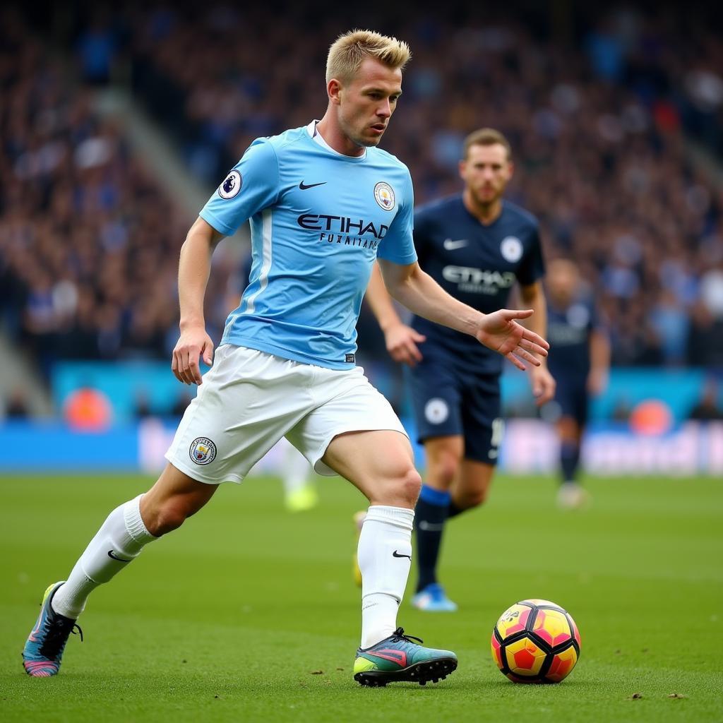 Haaland Scoring a Goal for Manchester City