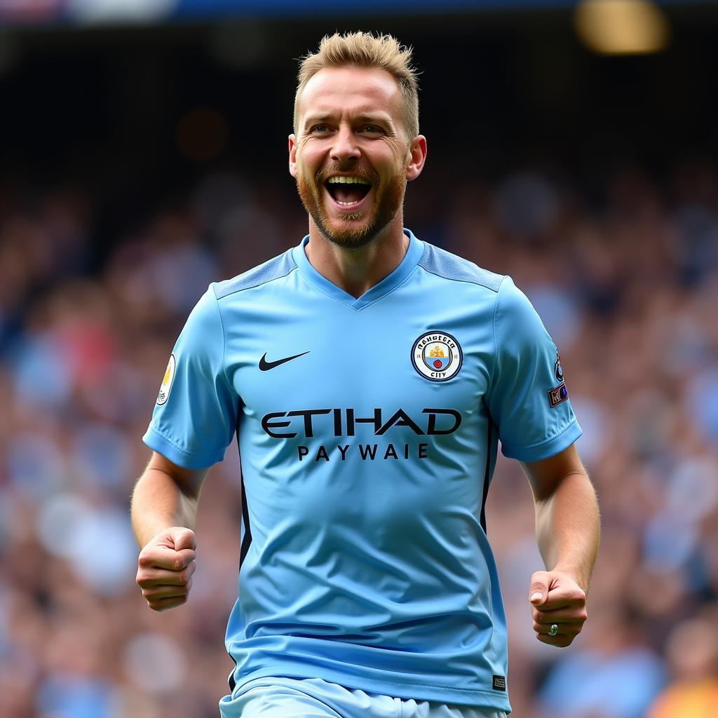 Erling Haaland in his Manchester City home jersey