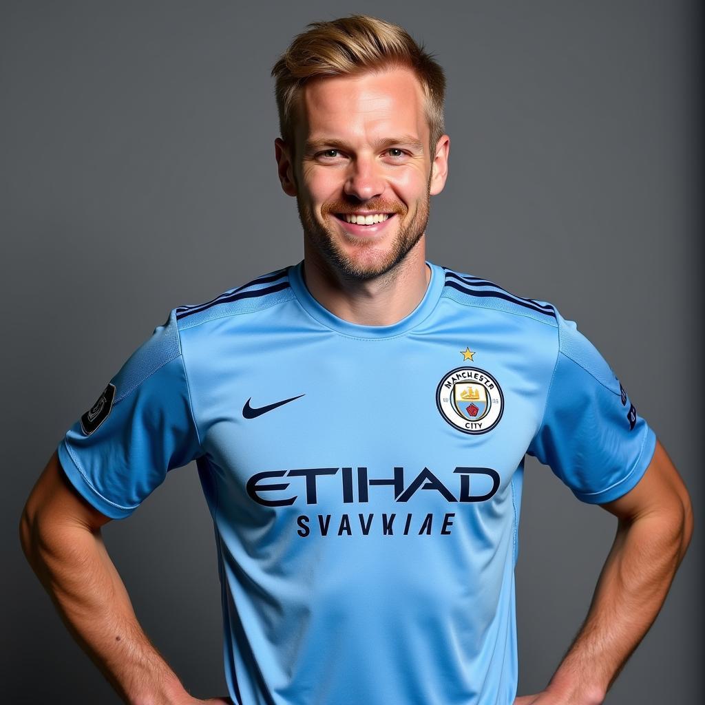 Haaland in his Manchester City Jersey