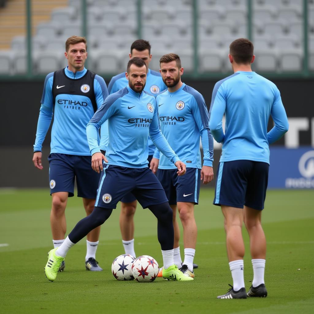 Erling Haaland training with Manchester City teammates