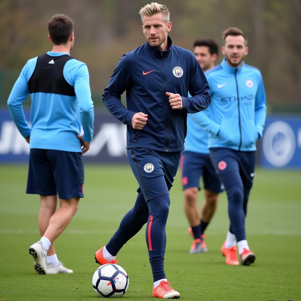 Haaland training with Manchester City.