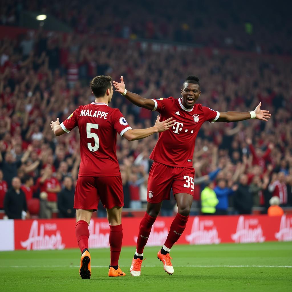 Haaland and Mbappe celebrating goals