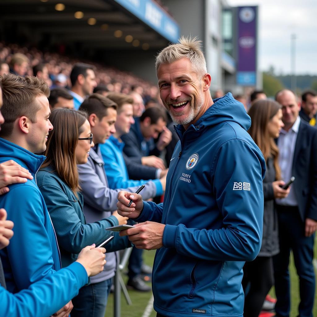 Haaland interacting with Man City fans