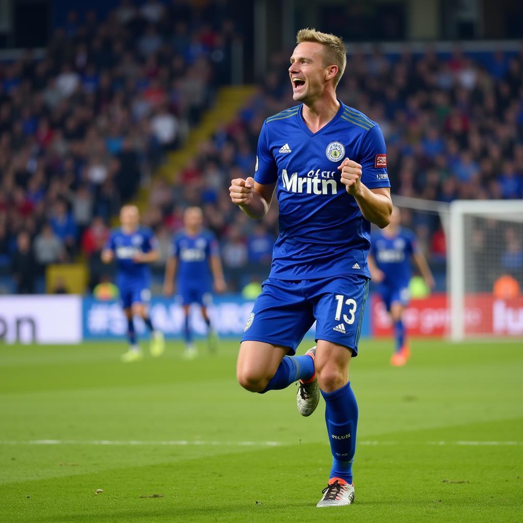 Haaland celebrating a goal for Molde FK