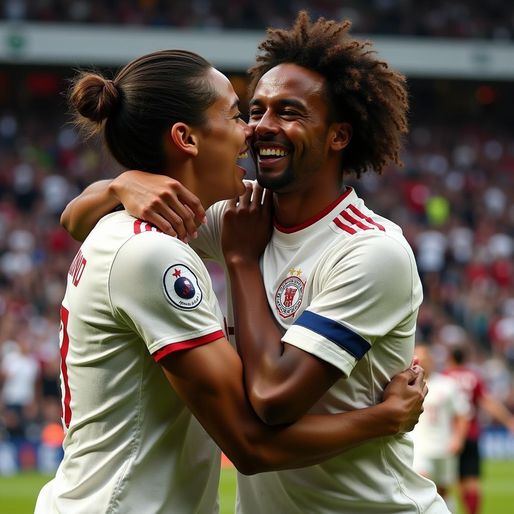 Haaland and Moukoko celebrating a goal