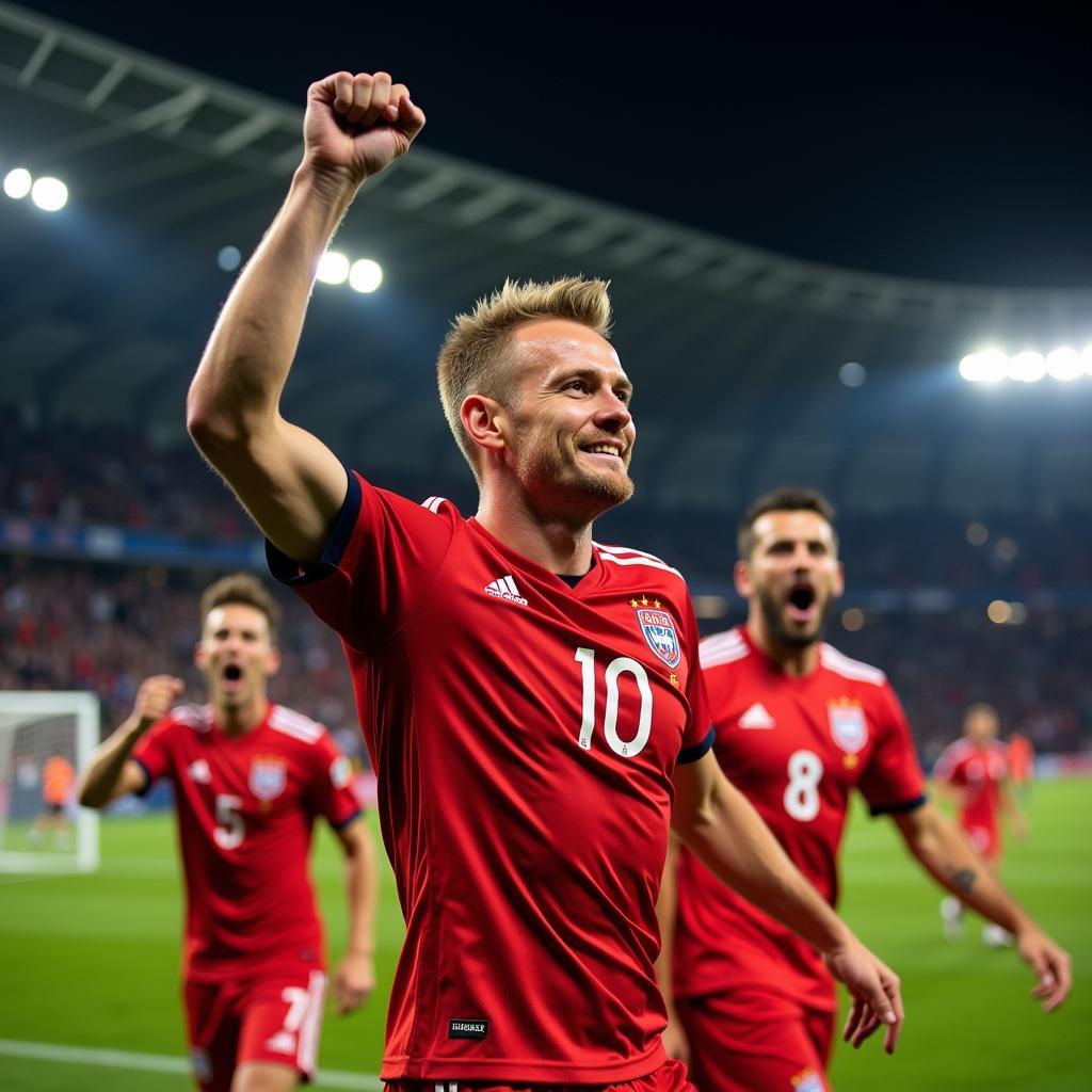 Haaland celebrates a goal for Norway