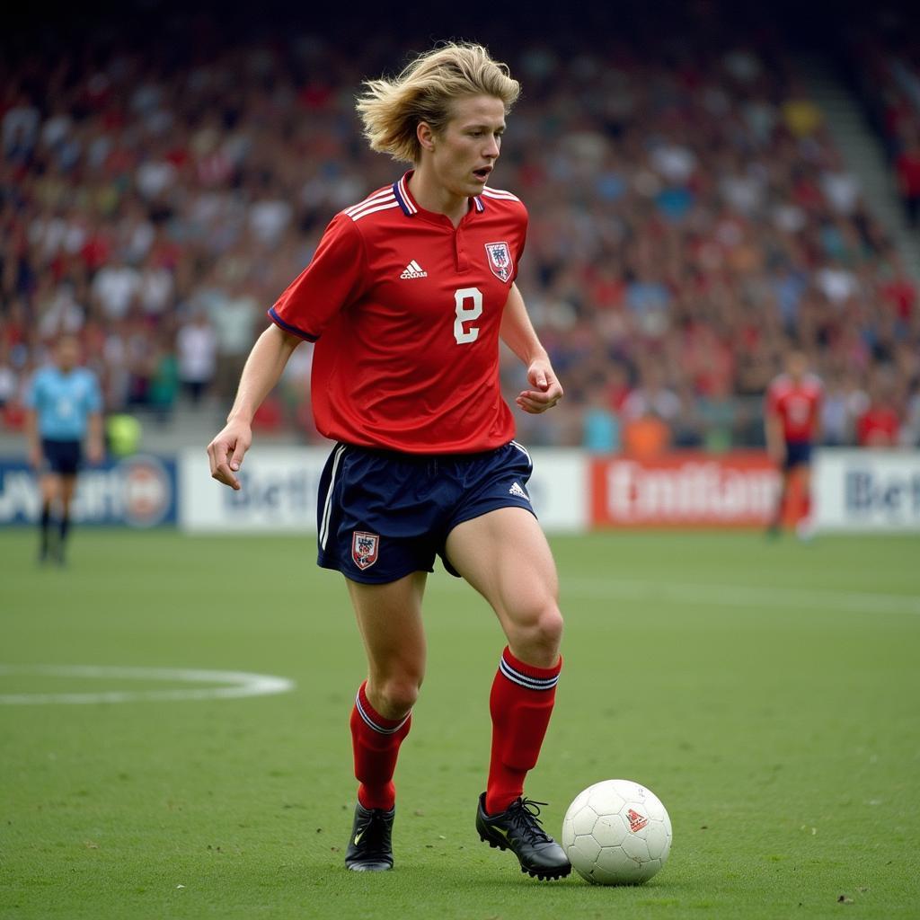 Erling Haaland playing for Norway's national team