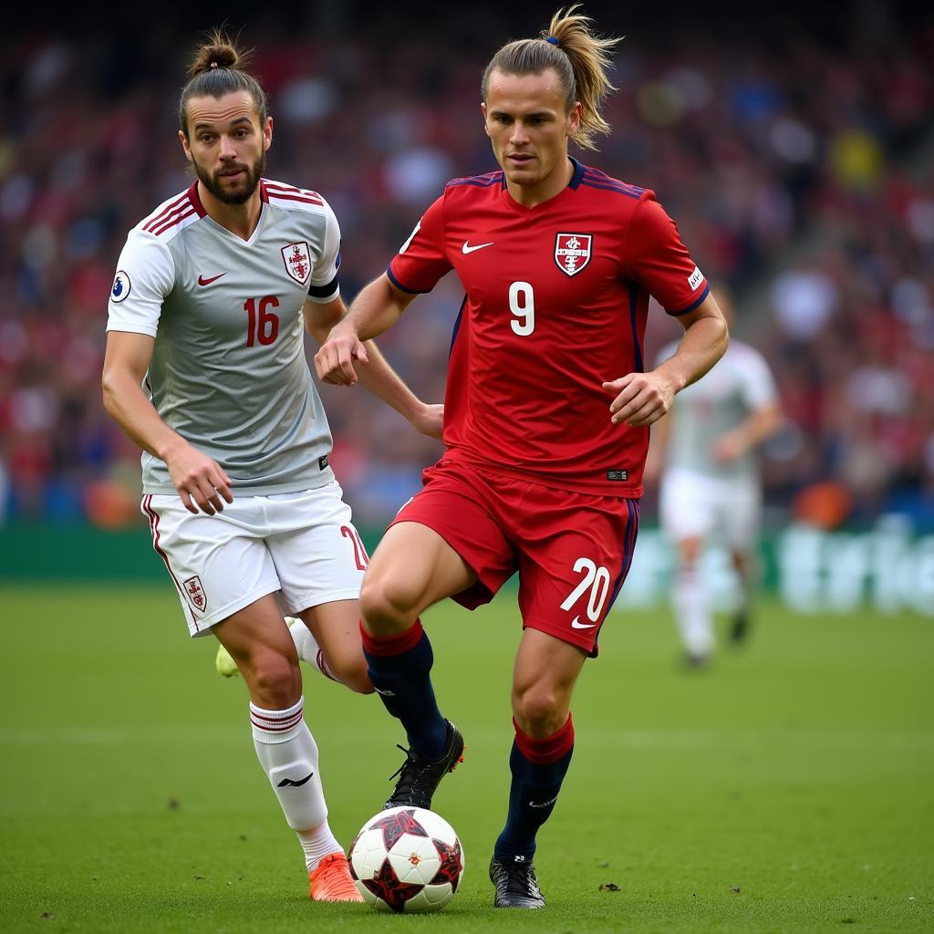 Erling Haaland representing Norway in a Euro qualifier match.