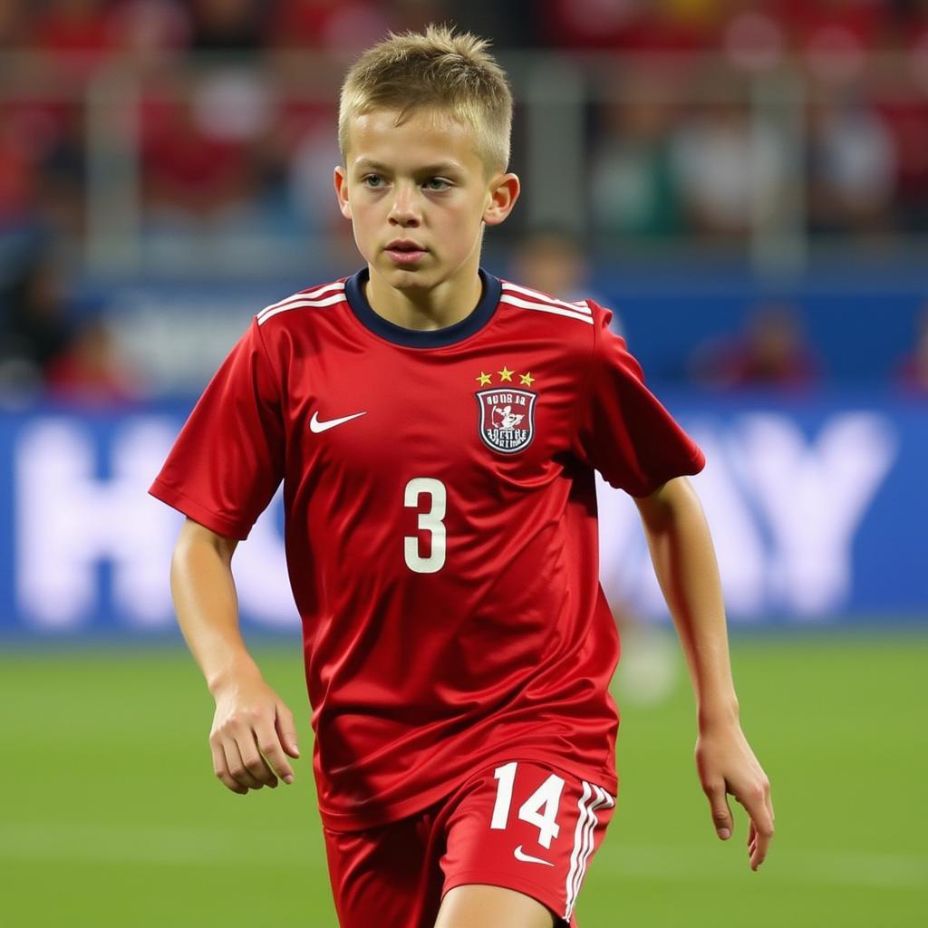 Erling Haaland playing for Norway's youth team